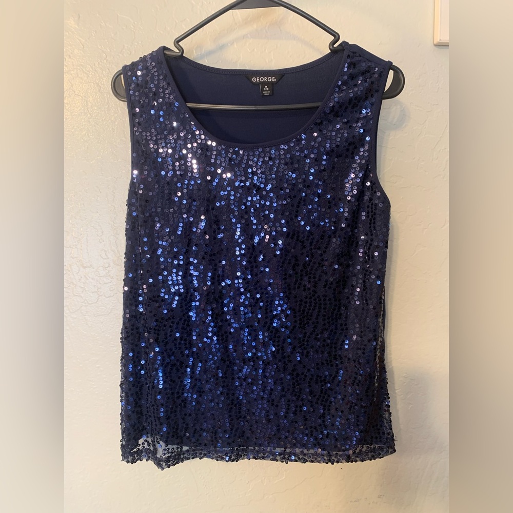 George Blue Sparkly Top, Size M, 8/10